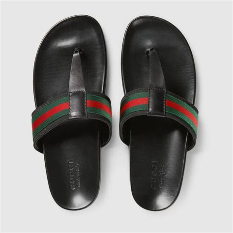 gucci web and leather thong sandal|authentic black Gucci thong sandals.